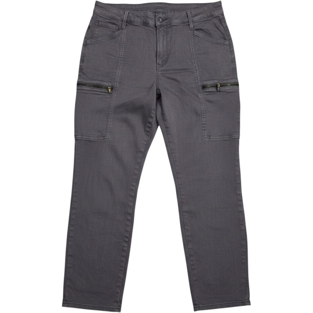 Cosmic Blue Love Grey Cargo Utility Pants Women 32P High Rise Slim Straight Leg